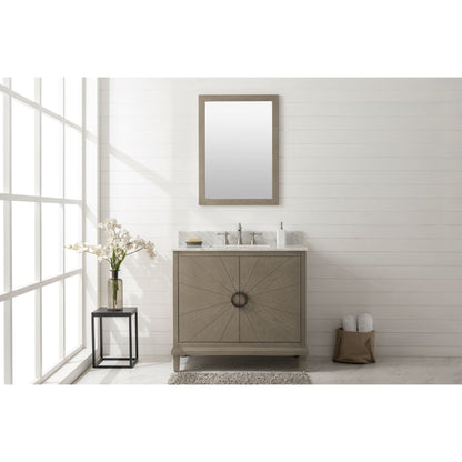 Legion Furniture WLF7040 36" Antique Gray Freestanding Vanity With Carrara White Marble Top and White Ceramic Sink
