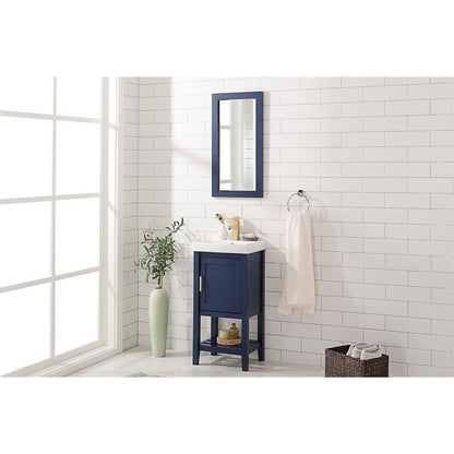 Legion Furniture WLF9018 18" Blue Freestanding Vanity Cabinet With White Ceramic Top and Sink