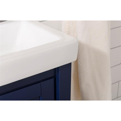 Legion Furniture WLF9018 18" Blue Freestanding Vanity Cabinet With White Ceramic Top and Sink