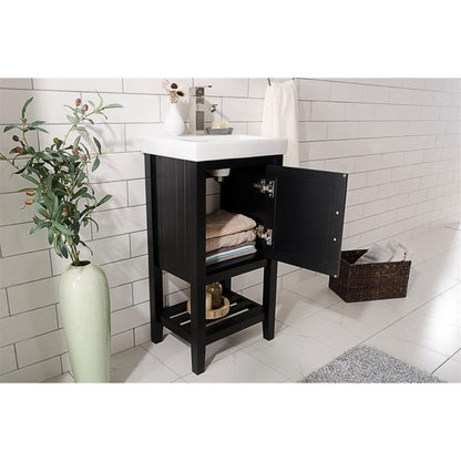 Legion Furniture WLF9018 18" Espresso Freestanding Vanity Cabinet With White Ceramic Top and Sink