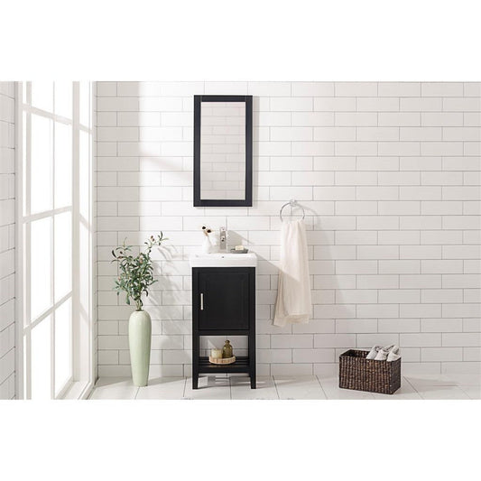 Legion Furniture WLF9018 18" Espresso Freestanding Vanity Cabinet With White Ceramic Top and Sink