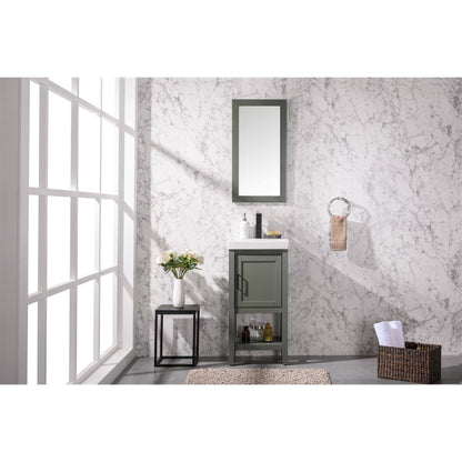 Legion Furniture WLF9018 18" Pewter Green Freestanding Vanity Cabinet With White Ceramic Top and Sink