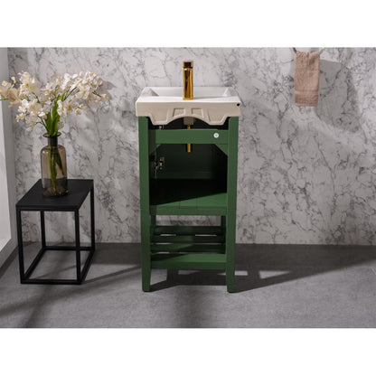 Legion Furniture WLF9018 18" Vogue Green Freestanding Vanity Cabinet With White Ceramic Top and Sink