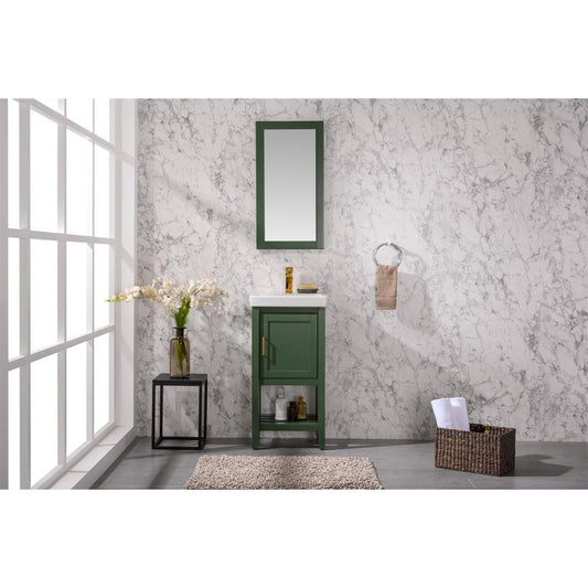 Legion Furniture WLF9018 18" Vogue Green Freestanding Vanity Cabinet With White Ceramic Top and Sink