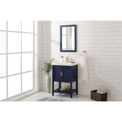 Legion Furniture WLF9024 24" Blue Freestanding Vanity Cabinet With White Ceramic Top and Sink