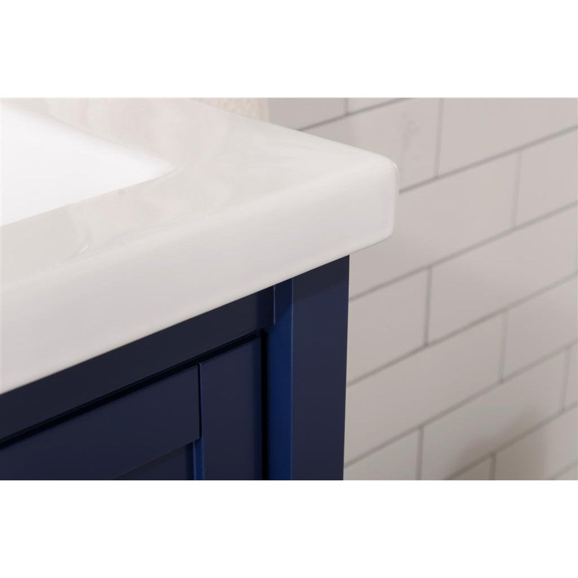 Legion Furniture WLF9024 24" Blue Freestanding Vanity Cabinet With White Ceramic Top and Sink