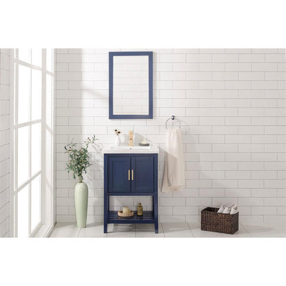 Legion Furniture WLF9024 24" Blue Freestanding Vanity Cabinet With White Ceramic Top and Sink