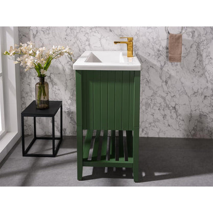 Legion Furniture WLF9024 24" Vogue Green Freestanding Vanity Cabinet With White Ceramic Top and Sink
