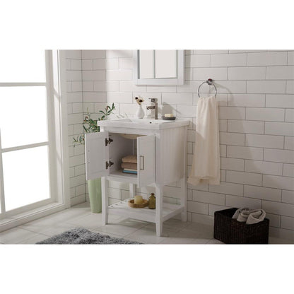 Legion Furniture WLF9024 24" White Freestanding Vanity Cabinet With White Ceramic Top and Sink