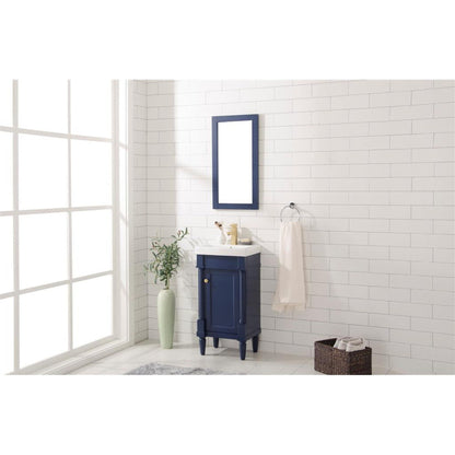 Legion Furniture WLF9218 18" Blue Freestanding Vanity Cabinet With White Ceramic Top and Sink