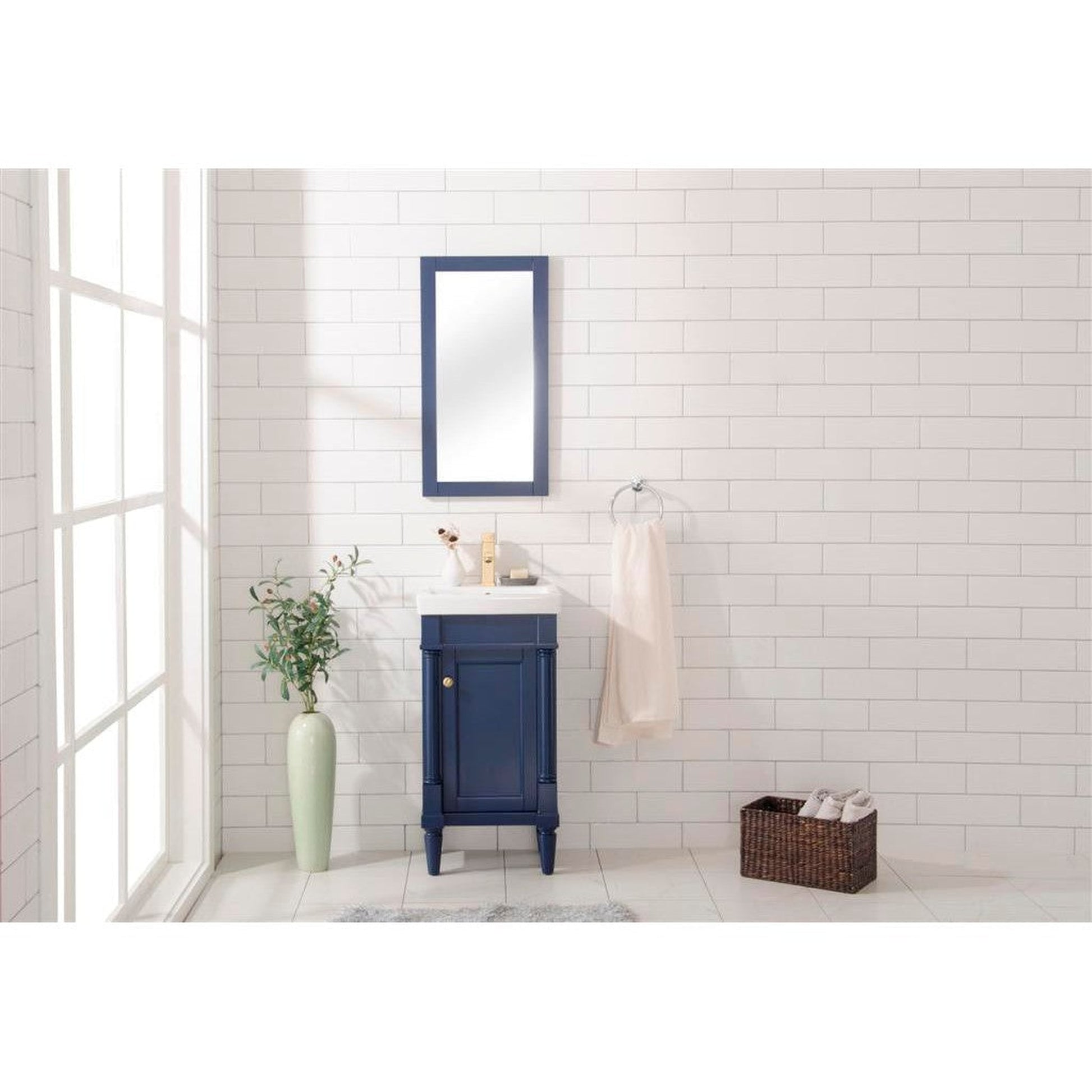 Legion Furniture WLF9218 18" Blue Freestanding Vanity Cabinet With White Ceramic Top and Sink