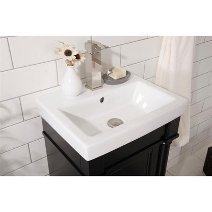 Legion Furniture WLF9218 18" Espresso Freestanding Vanity Cabinet With White Ceramic Top and Sink