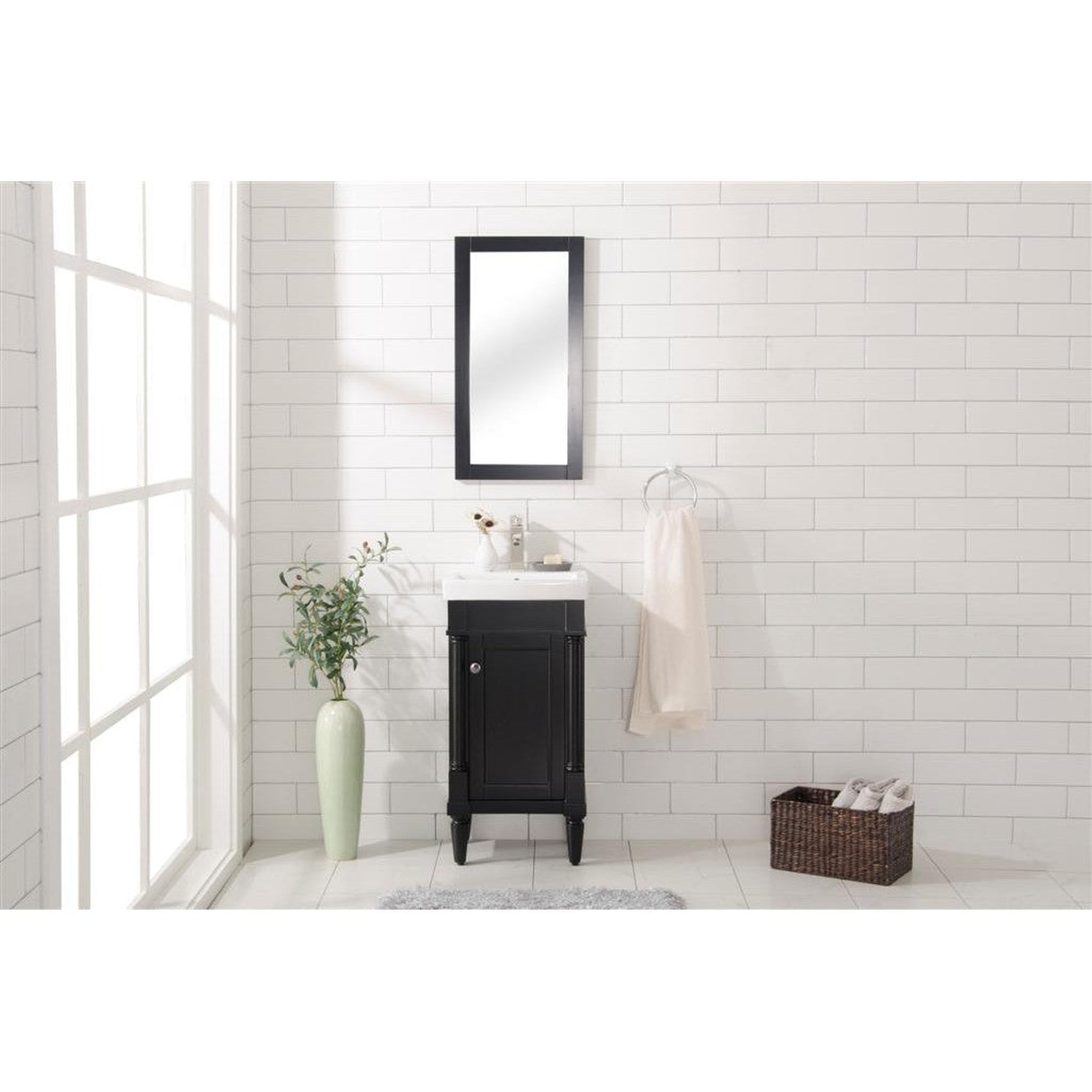 Legion Furniture WLF9218 18" Espresso Freestanding Vanity Cabinet With White Ceramic Top and Sink