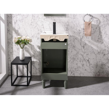 Legion Furniture WLF9218 18" Pewter Green Freestanding Vanity Cabinet With White Ceramic Top and Sink