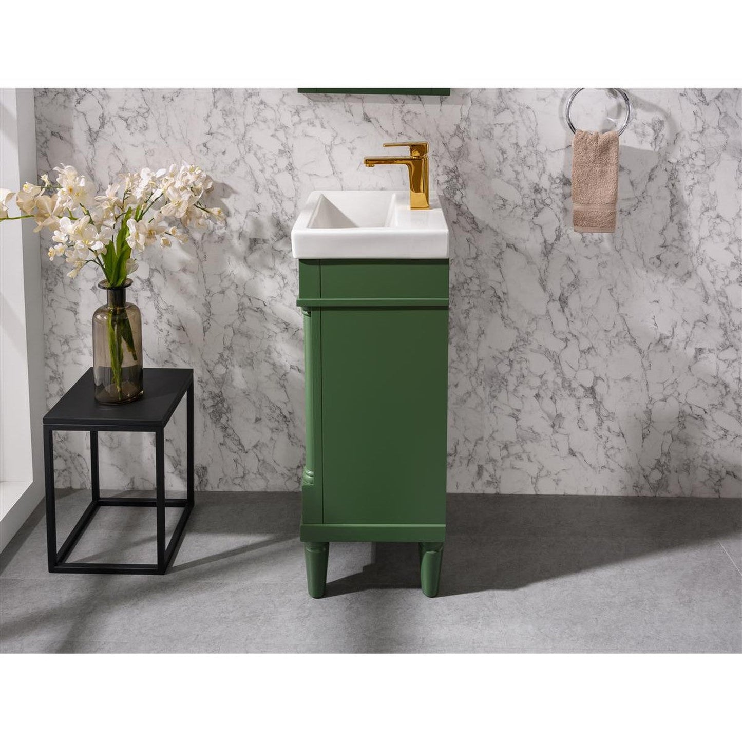 Legion Furniture WLF9218 18" Vogue Green Freestanding Vanity Cabinet With White Ceramic Top and Sink