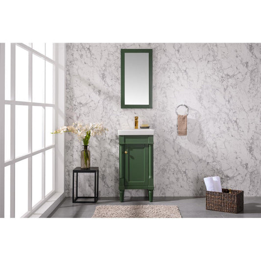 Legion Furniture WLF9218 18" Vogue Green Freestanding Vanity Cabinet With White Ceramic Top and Sink