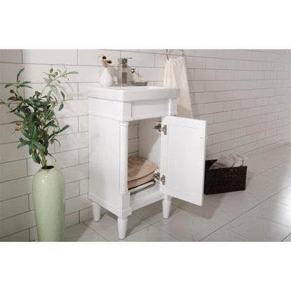 Legion Furniture WLF9218 18" White Freestanding Vanity Cabinet With White Ceramic Top and Sink