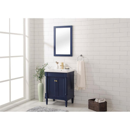 Legion Furniture WLF9224 24" Blue Freestanding Vanity Cabinet With White Ceramic Top and Sink