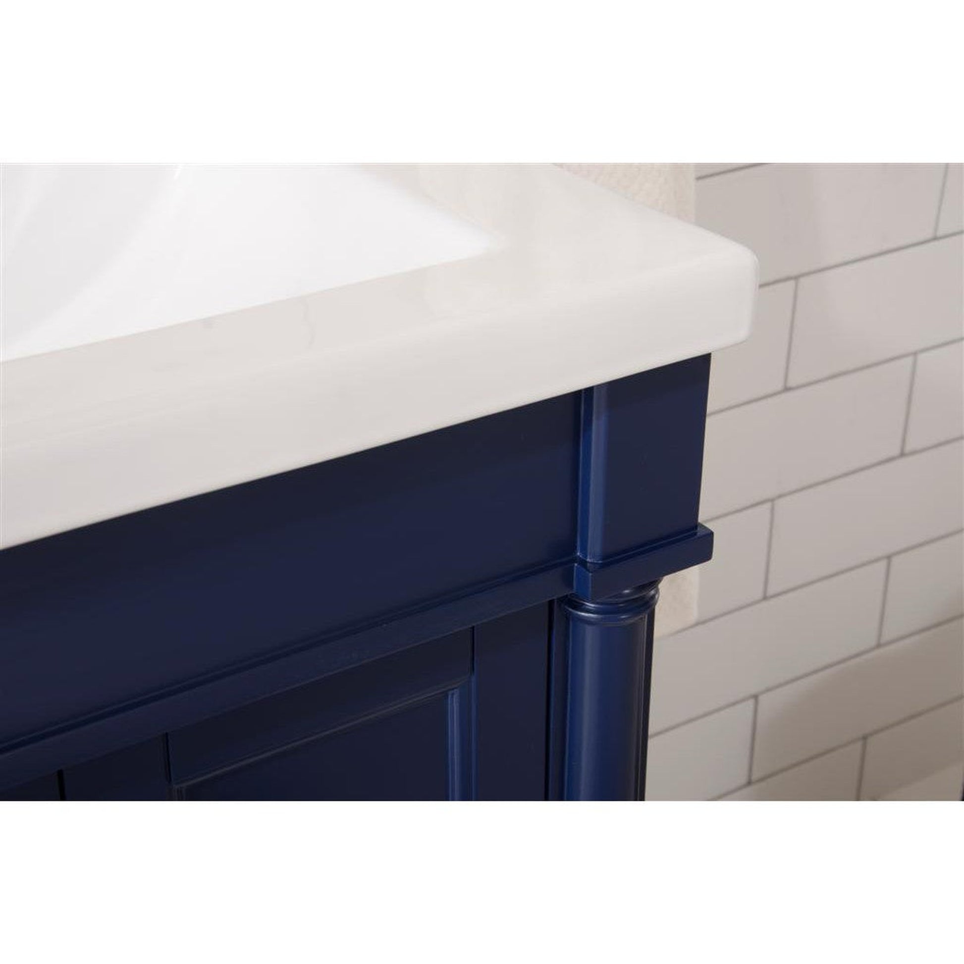 Legion Furniture WLF9224 24" Blue Freestanding Vanity Cabinet With White Ceramic Top and Sink