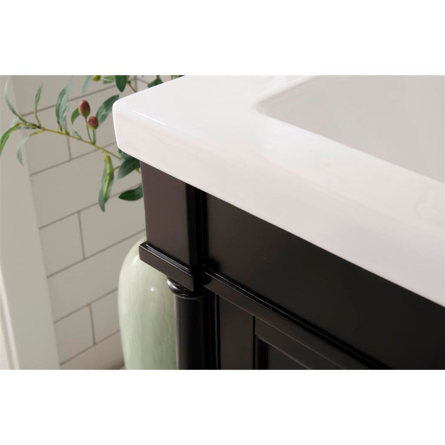 Legion Furniture WLF9224 24" Espresso Freestanding Vanity Cabinet With White Ceramic Top and Sink