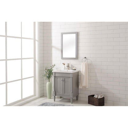 Legion Furniture WLF9224 24" Gray Freestanding Vanity Cabinet With White Ceramic Top and Sink