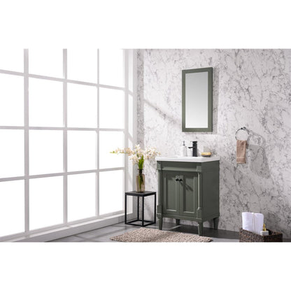 Legion Furniture WLF9224 24" Pewter Green Freestanding Vanity Cabinet With White Ceramic Top and Sink