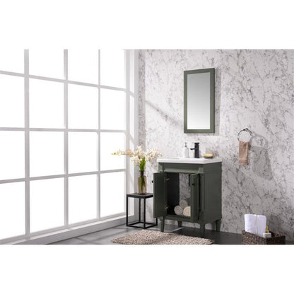 Legion Furniture WLF9224 24" Pewter Green Freestanding Vanity Cabinet With White Ceramic Top and Sink