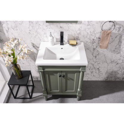 Legion Furniture WLF9224 24" Pewter Green Freestanding Vanity Cabinet With White Ceramic Top and Sink