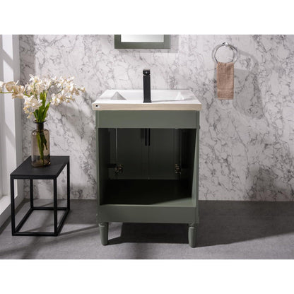 Legion Furniture WLF9224 24" Pewter Green Freestanding Vanity Cabinet With White Ceramic Top and Sink