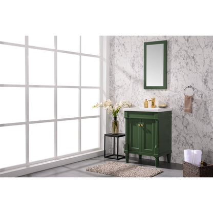 Legion Furniture WLF9224 24" Vogue Green Freestanding Vanity Cabinet With White Ceramic Top and Sink