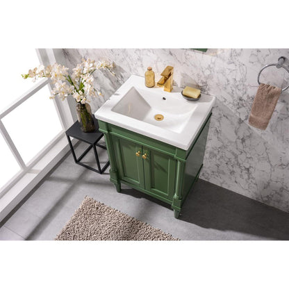 Legion Furniture WLF9224 24" Vogue Green Freestanding Vanity Cabinet With White Ceramic Top and Sink