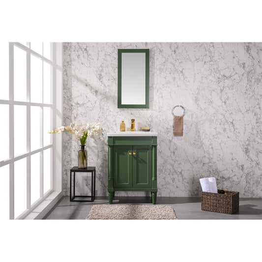 Legion Furniture WLF9224 24" Vogue Green Freestanding Vanity Cabinet With White Ceramic Top and Sink