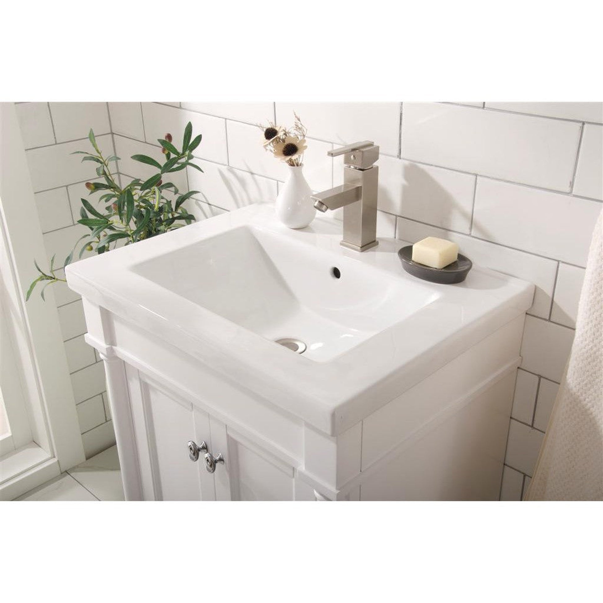 Legion Furniture WLF9224 24" White Freestanding Vanity Cabinet With White Ceramic Top and Sink