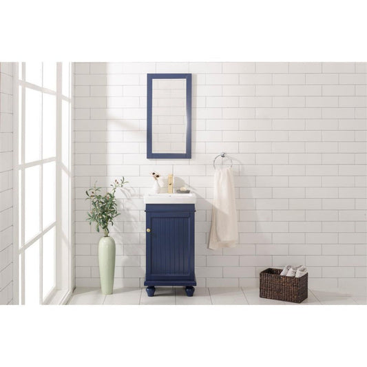 Legion Furniture WLF9318 18" Blue Freestanding Vanity Cabinet With White Ceramic Top and Sink