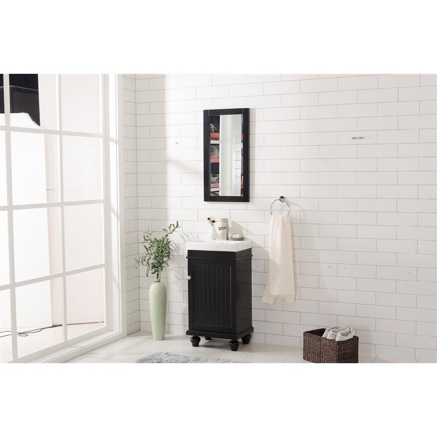 Legion Furniture WLF9318 18" Espresso Freestanding Vanity Cabinet With White Ceramic Top and Sink