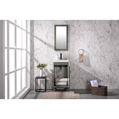 Legion Furniture WLF9318 18" Pewter Green Freestanding Vanity Cabinet With White Ceramic Top and Sink