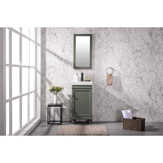 Legion Furniture WLF9318 18" Pewter Green Freestanding Vanity Cabinet With White Ceramic Top and Sink