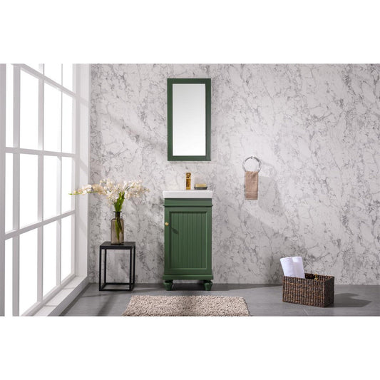 Legion Furniture WLF9318 18" Vogue Green Freestanding Vanity Cabinet With White Ceramic Top and Sink