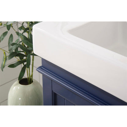 Legion Furniture WLF9324 24" Blue Freestanding Vanity Cabinet With White Ceramic Top and Sink