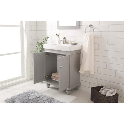 Legion Furniture WLF9324 24" Gray Freestanding Vanity Cabinet With White Ceramic Top and Sink