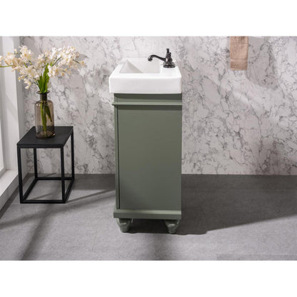 Legion Furniture WLF9324 24" Pewter Green Freestanding Vanity Cabinet With White Ceramic Top and Sink