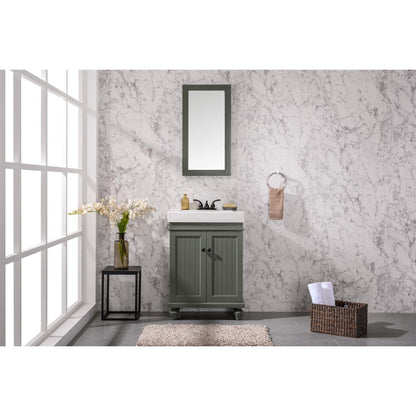 Legion Furniture WLF9324 24" Pewter Green Freestanding Vanity Cabinet With White Ceramic Top and Sink