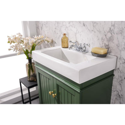 Legion Furniture WLF9324 24" Vogue Green Freestanding Vanity Cabinet With White Ceramic Top and Sink