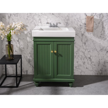 Legion Furniture WLF9324 24" Vogue Green Freestanding Vanity Cabinet With White Ceramic Top and Sink