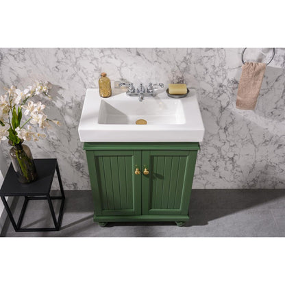 Legion Furniture WLF9324 24" Vogue Green Freestanding Vanity Cabinet With White Ceramic Top and Sink