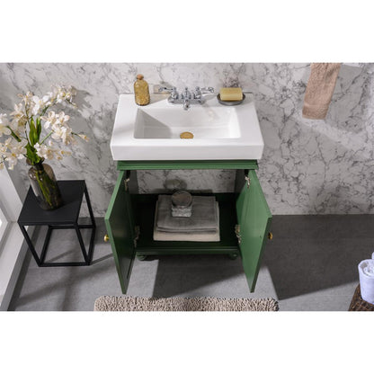 Legion Furniture WLF9324 24" Vogue Green Freestanding Vanity Cabinet With White Ceramic Top and Sink