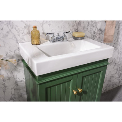 Legion Furniture WLF9324 24" Vogue Green Freestanding Vanity Cabinet With White Ceramic Top and Sink