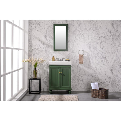 Legion Furniture WLF9324 24" Vogue Green Freestanding Vanity Cabinet With White Ceramic Top and Sink