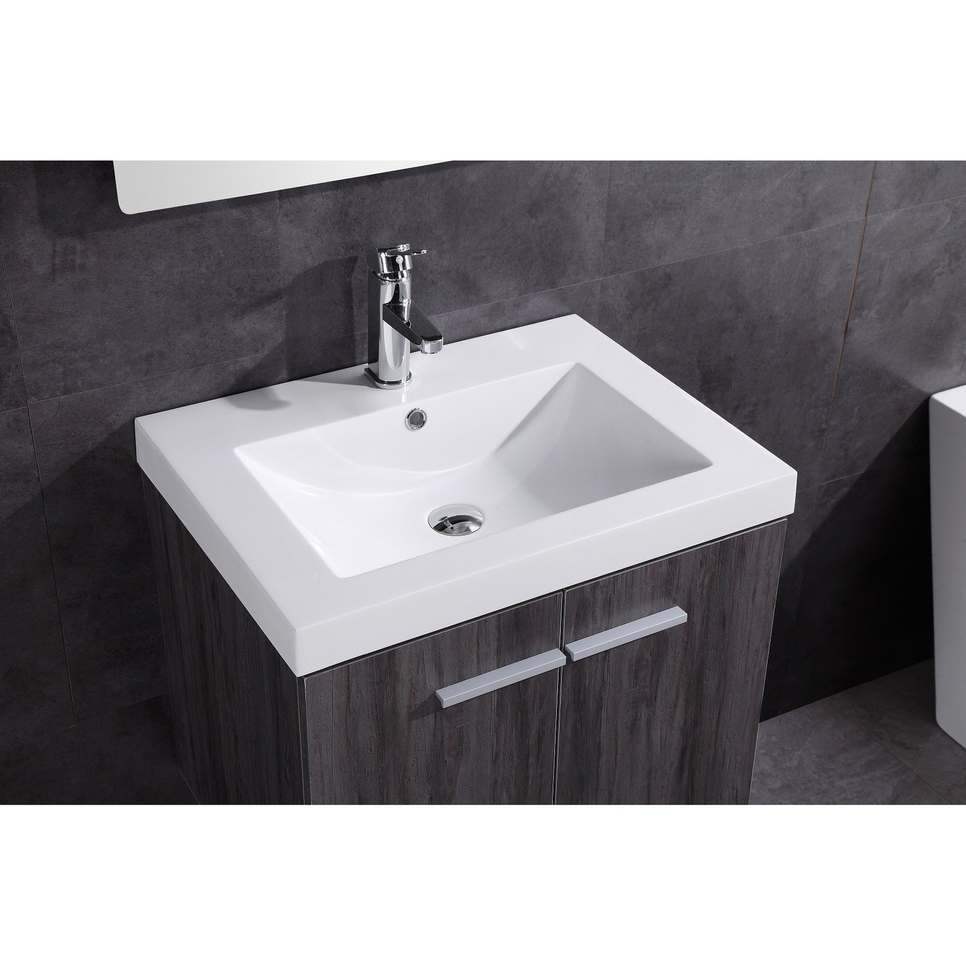 Legion Furniture WT5147 18" Gray Wall Mounted PVC Vanity Cabinet With Resin Top and White Ceramic Sink