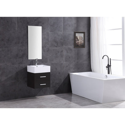 Legion Furniture WT9188 18" Espresso Wall Mounted PVC Vanity Cabinet With White Top and Ceramic Sink